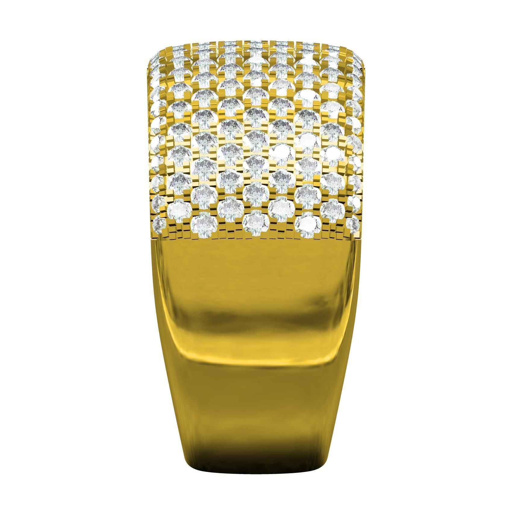 Pave Set Round Diamond Ring 3D print model_5