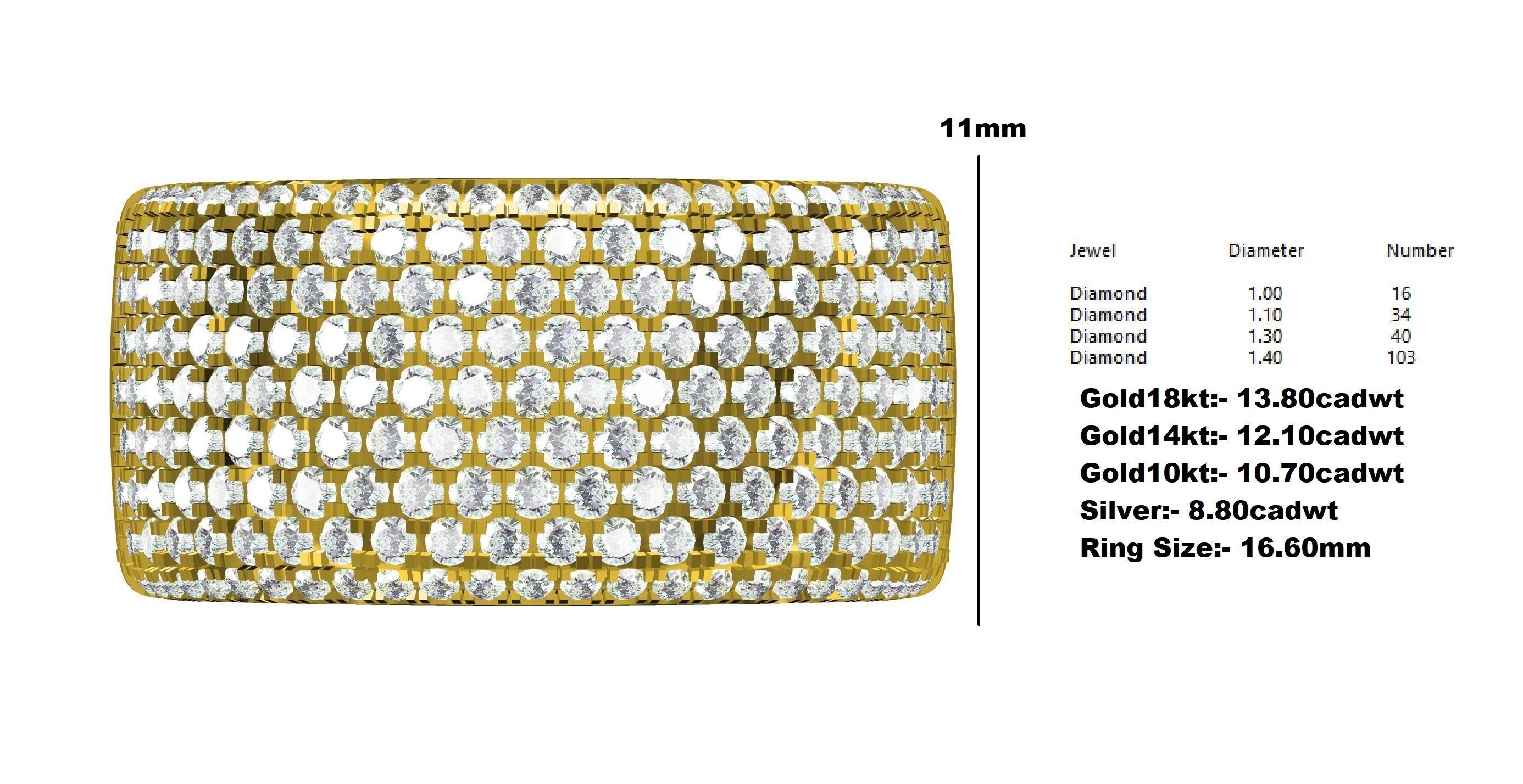 Pave Set Round Diamond Ring 3D print model_12