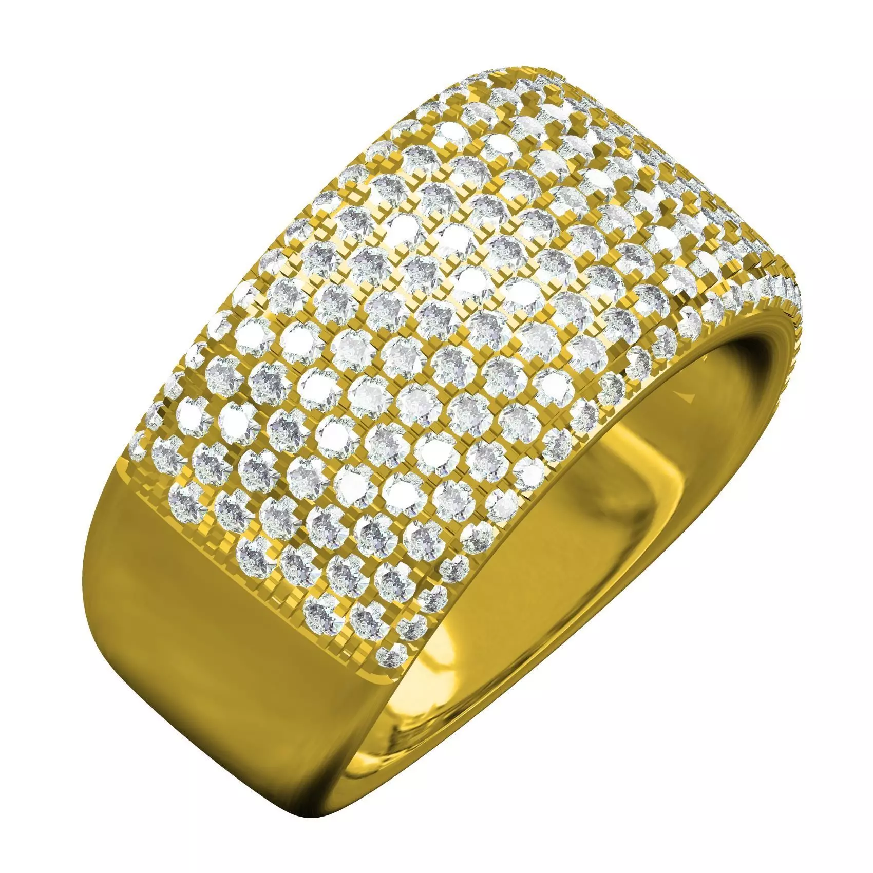 Pave Set Round Diamond Ring 3D print model_0