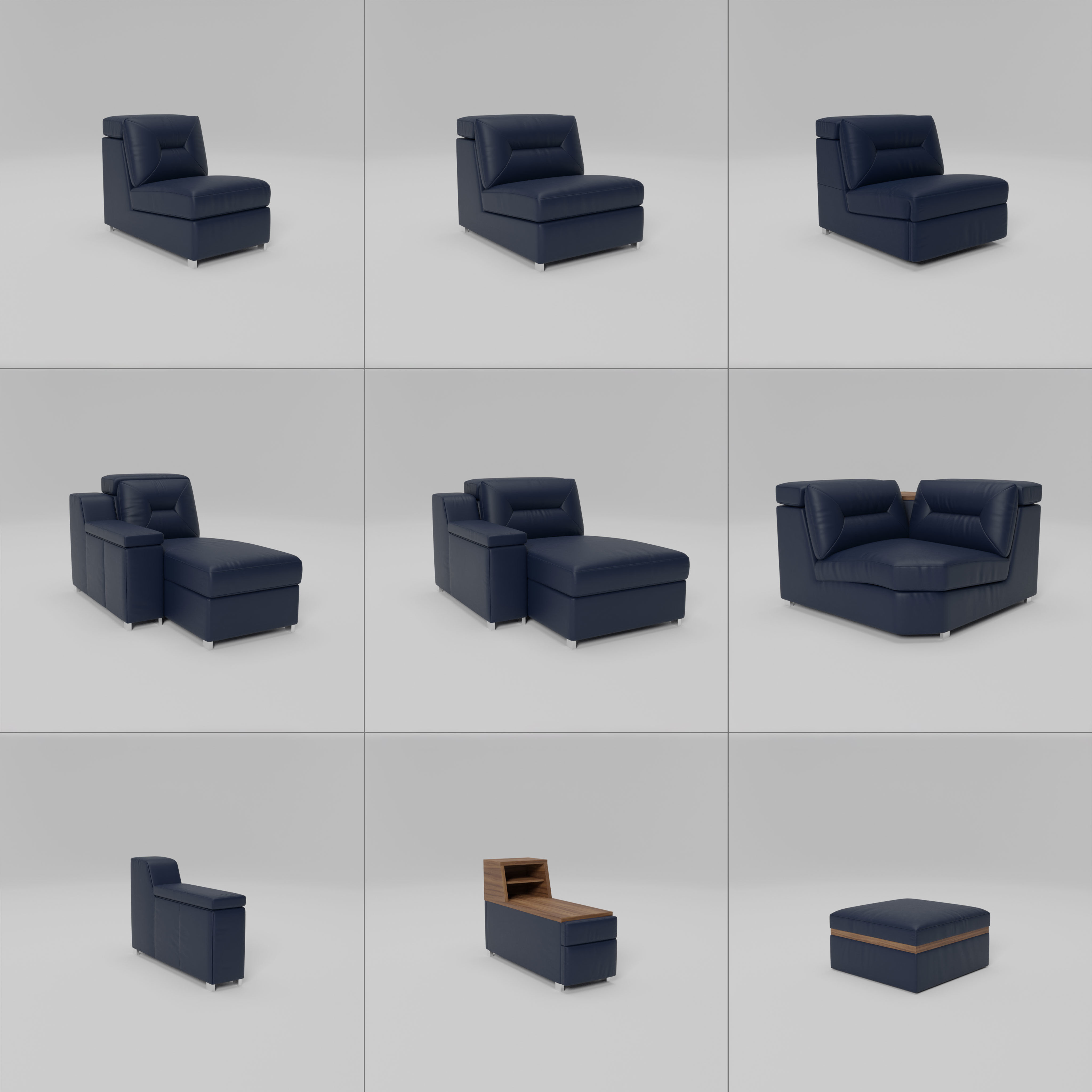 3D Palliser Apex Sectional Modules Low-poly 3D model_5