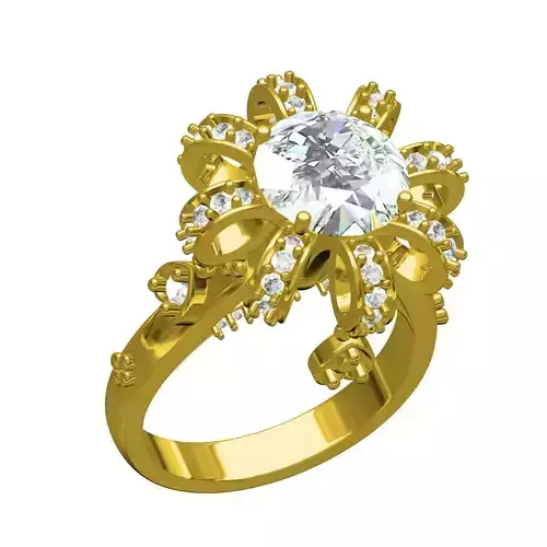 Unique Floral Design Diamond Engagement Ring for Women