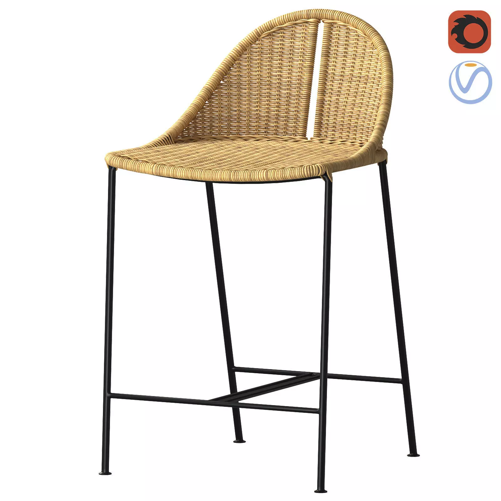 CESTA RATTAN COUNTER STOOL 3D model