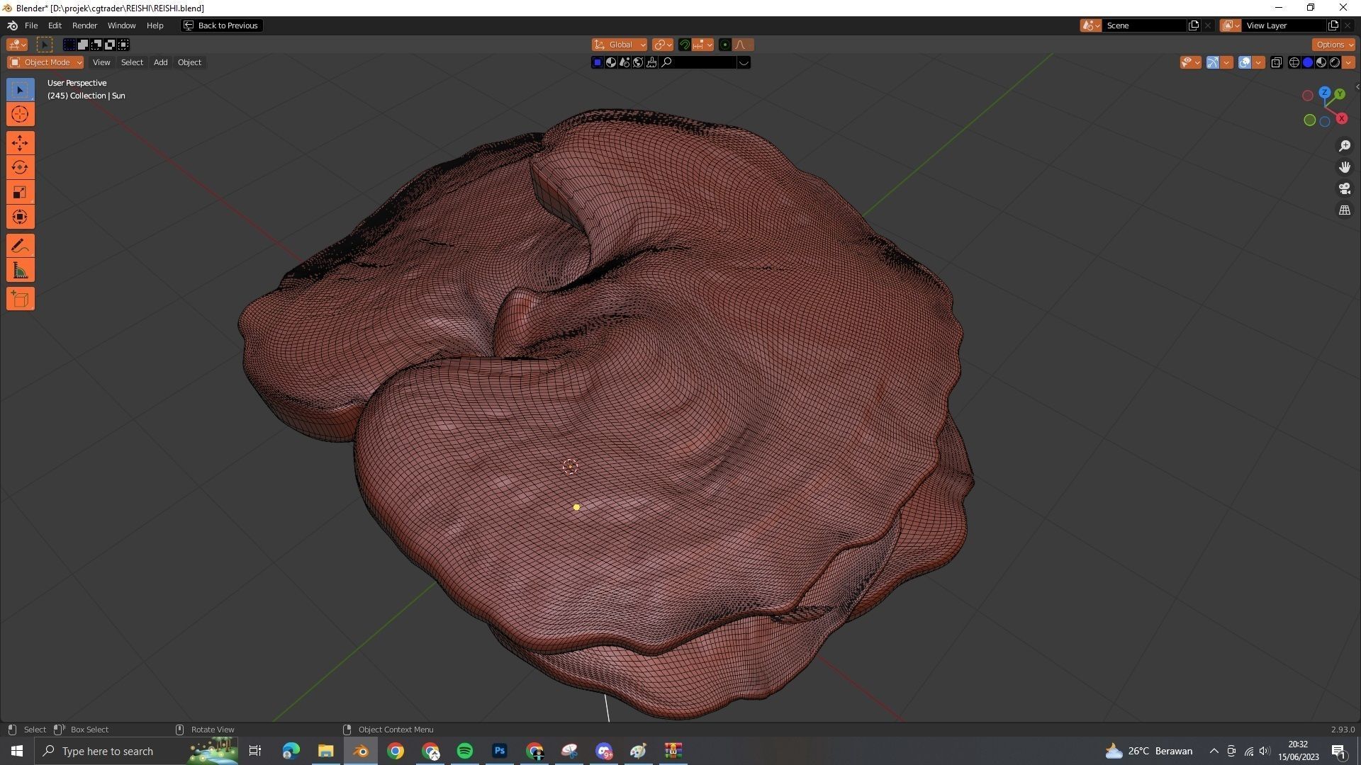 reishi mushroom for 3d print webgl and game AR VR Low-poly 3D model_3