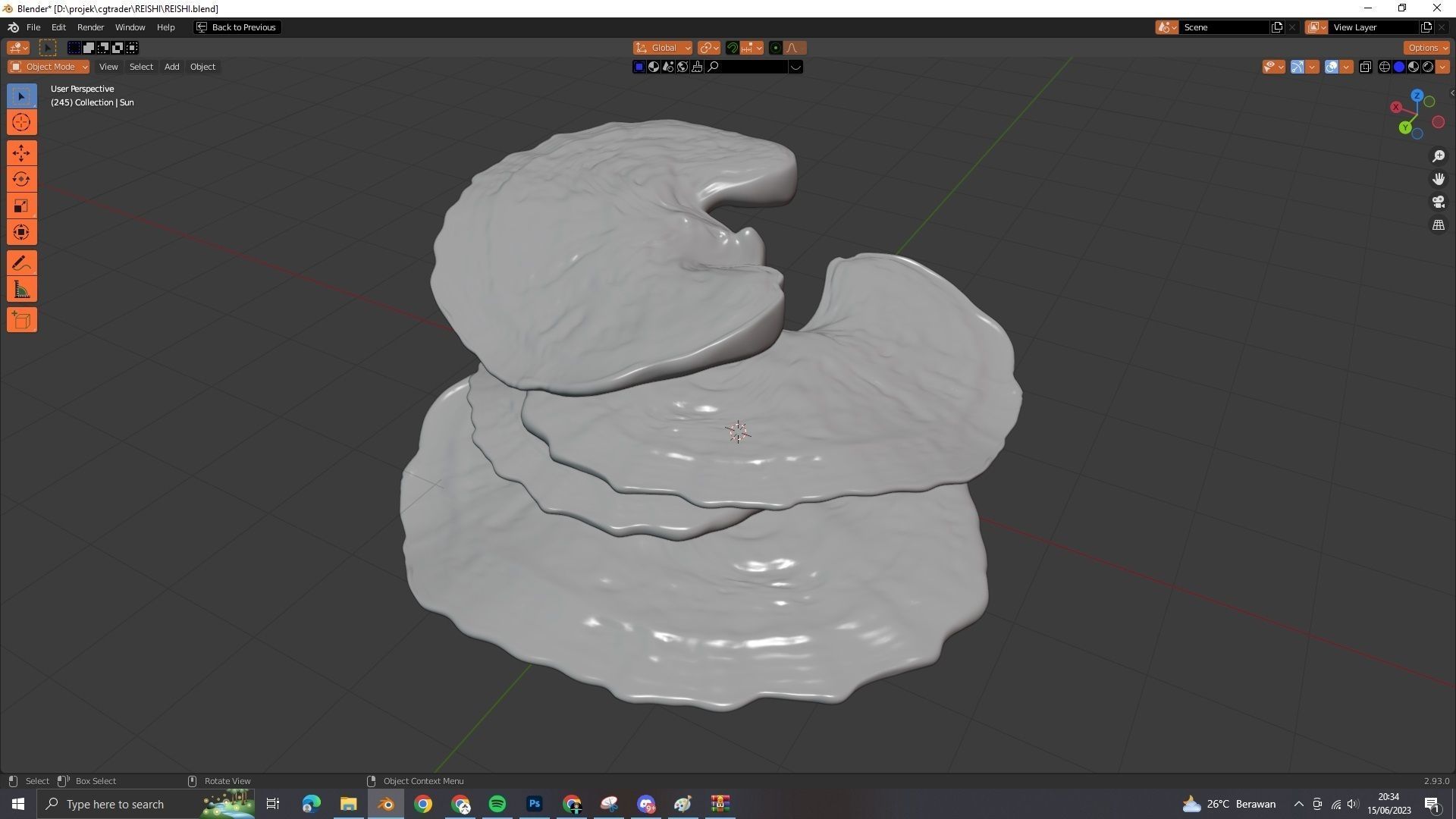 reishi mushroom for 3d print webgl and game AR VR Low-poly 3D model_6