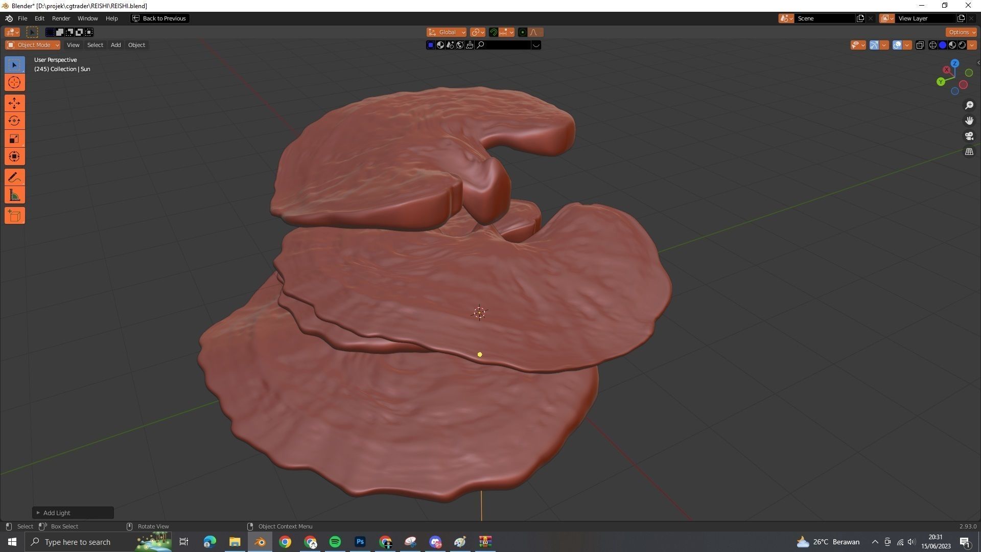reishi mushroom for 3d print webgl and game AR VR Low-poly 3D model_5