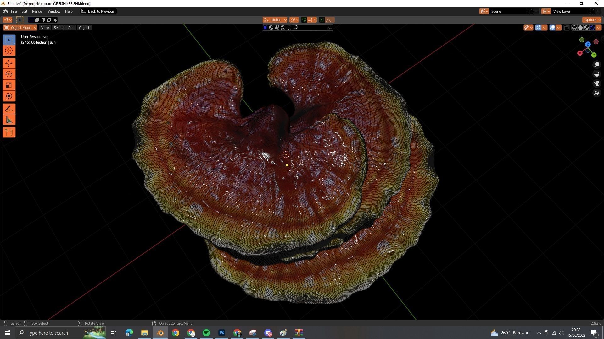 reishi mushroom for 3d print webgl and game AR VR Low-poly 3D model_2