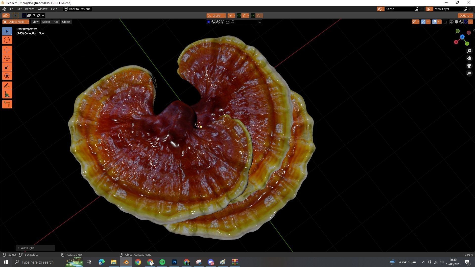 reishi mushroom for 3d print webgl and game AR VR Low-poly 3D model_1