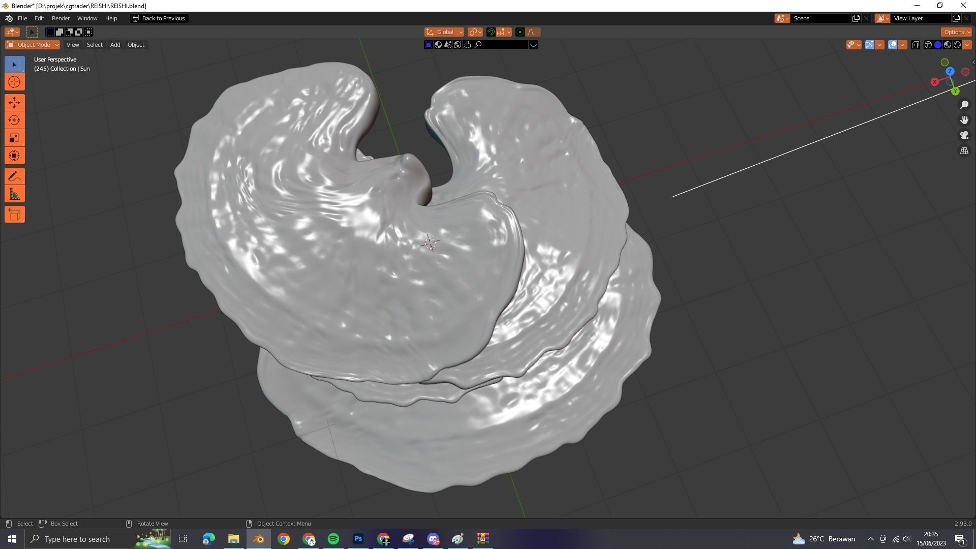 reishi mushroom for 3d print webgl and game AR VR Low-poly 3D model_7
