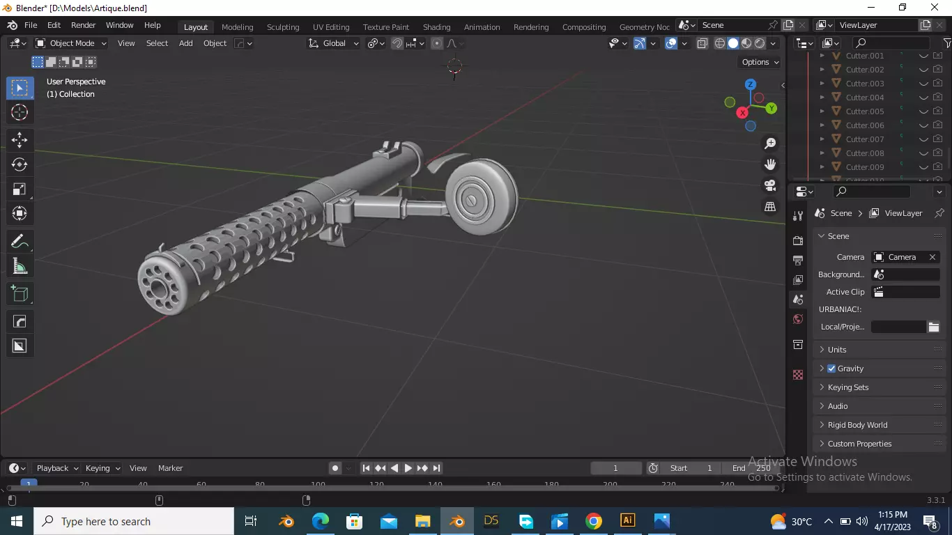MP18 Riffle Low-poly 3D model_0