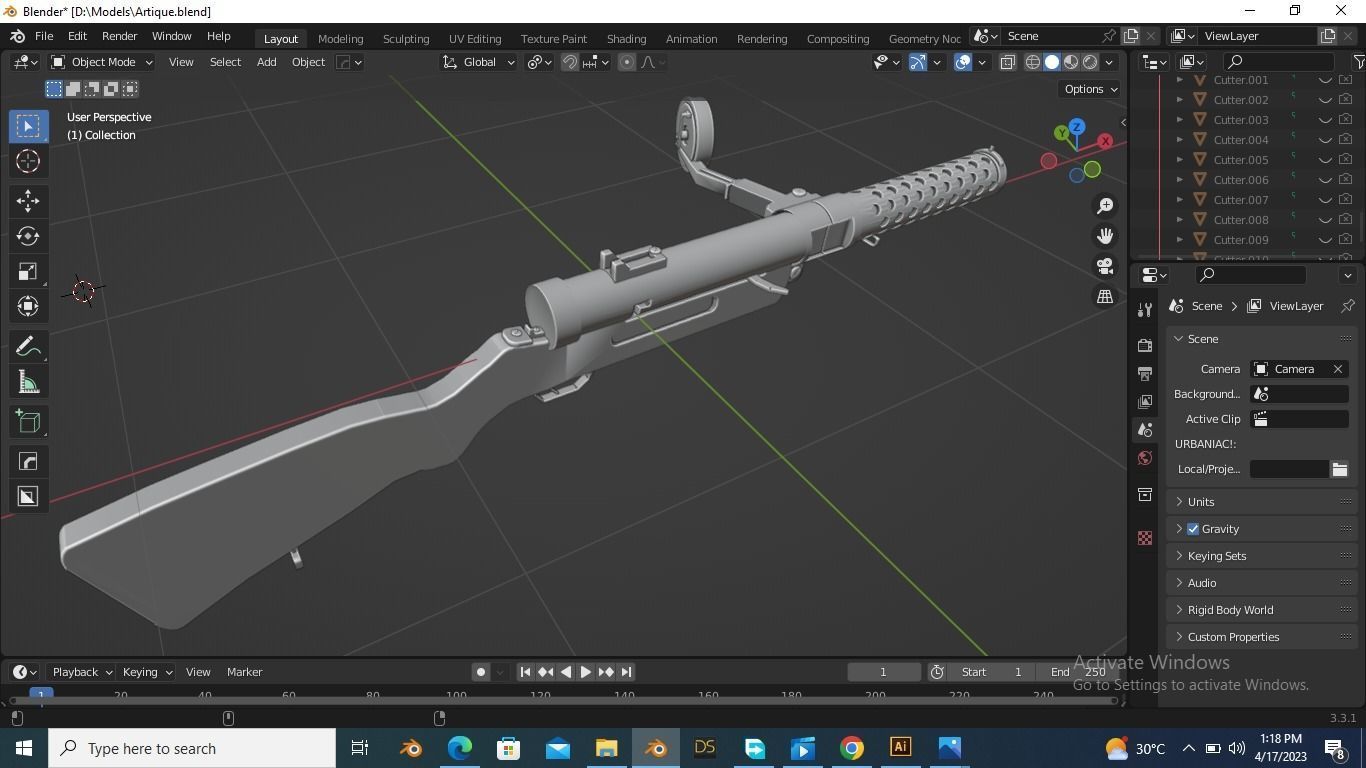MP18 Riffle Low-poly 3D model_2