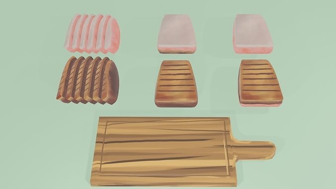 Food Meat Rump Steak Cartoon Lowpoly  Low-poly 3D model