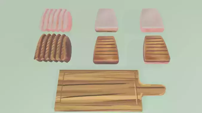Food Meat Rump Steak Cartoon Lowpoly 