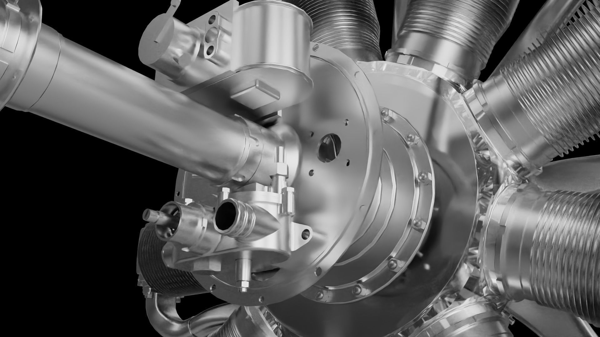 Bleriot star-shaped 9-cylinder flight engine 3D print model_4