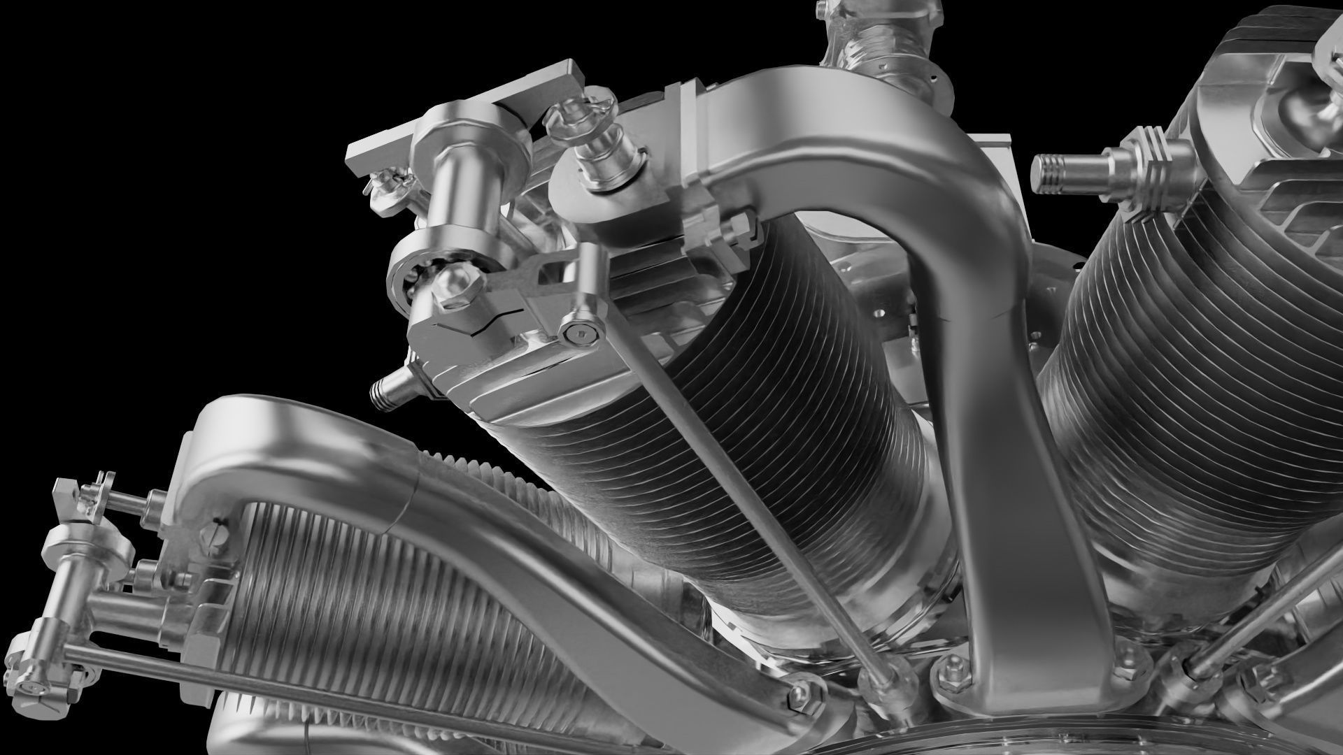 Bleriot star-shaped 9-cylinder flight engine 3D print model_3