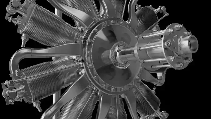 Bleriot star-shaped 9-cylinder flight engine 3D print model