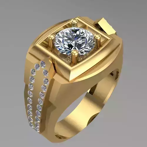 Diamond Signet Ring For Mens 3D print model