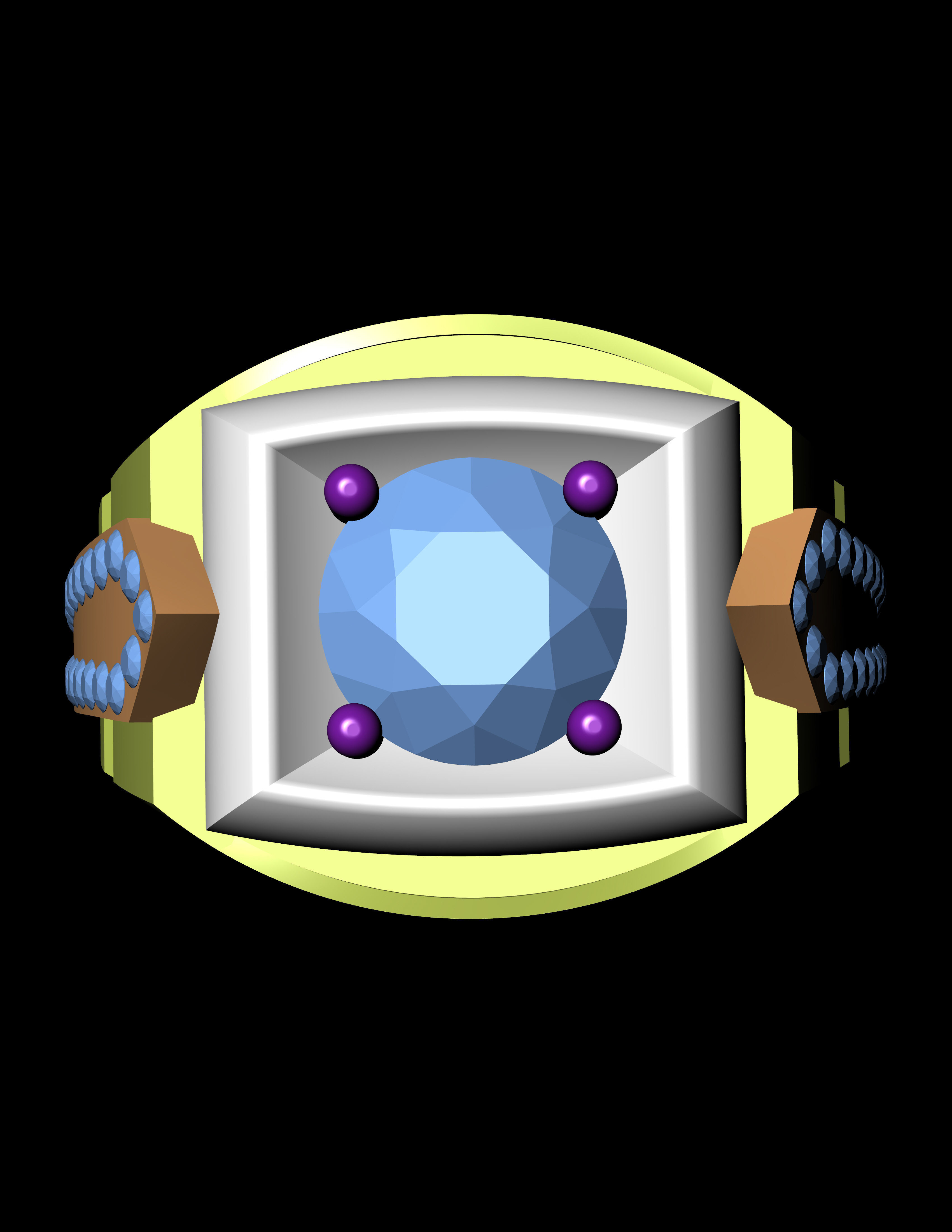 Diamond Signet Ring For Mens 3D print model 3D print model_3