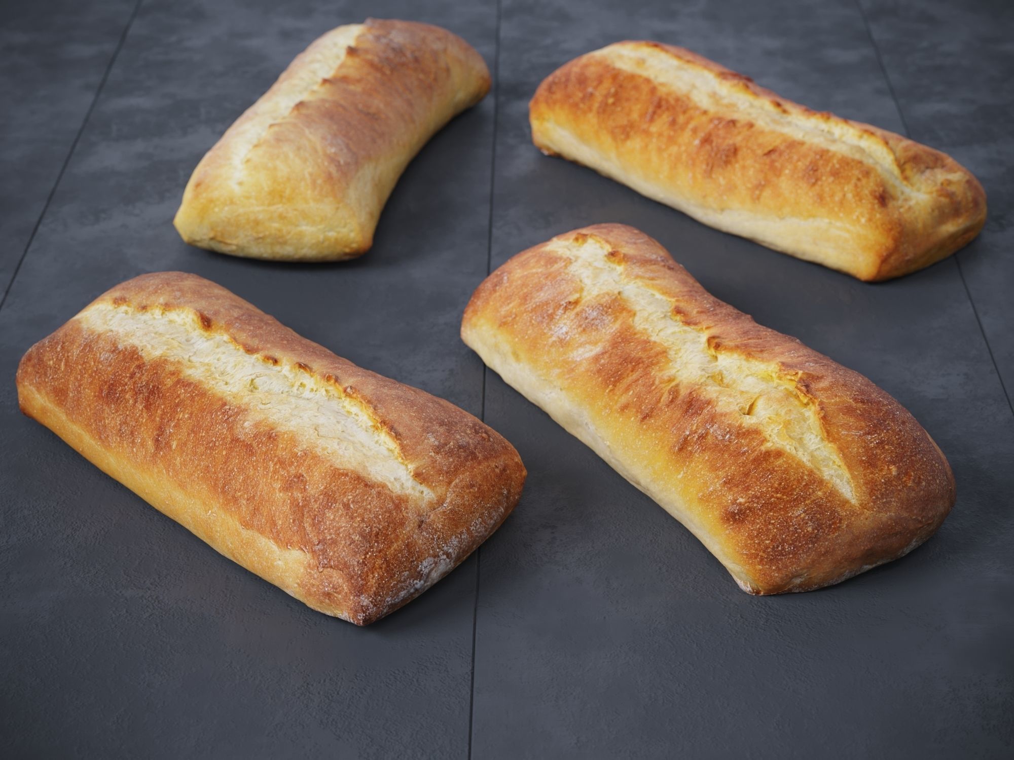 Ciabatta Bread 3D model_1