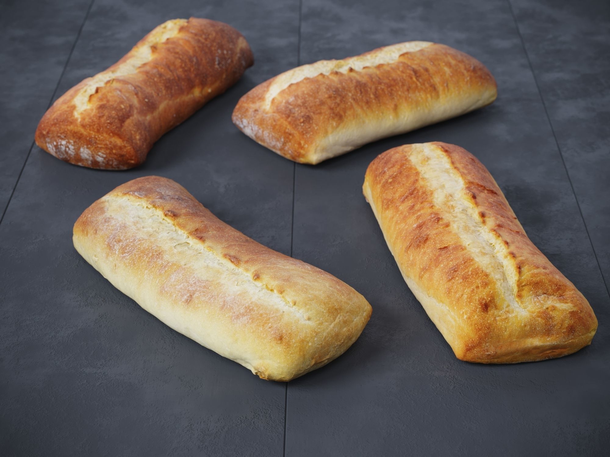 Ciabatta Bread 3D model_2