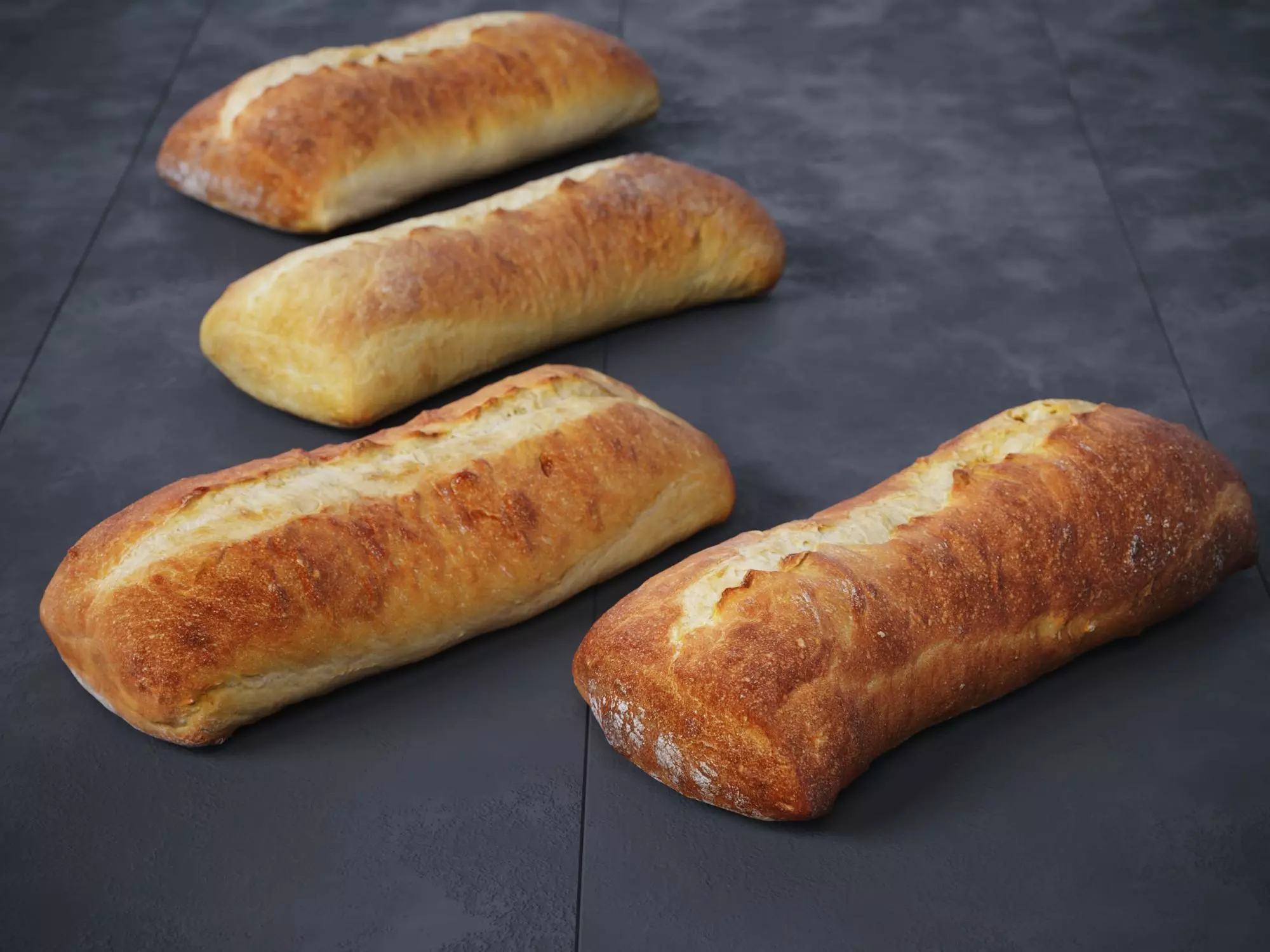 Ciabatta Bread 3D model_0