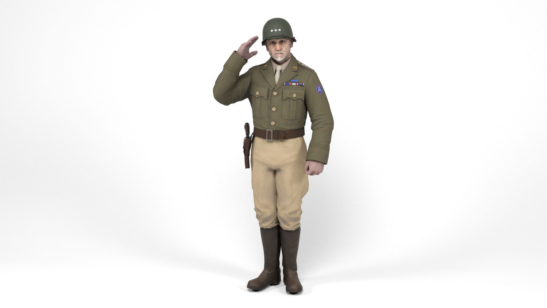 Allied General Low-poly 3D model_10