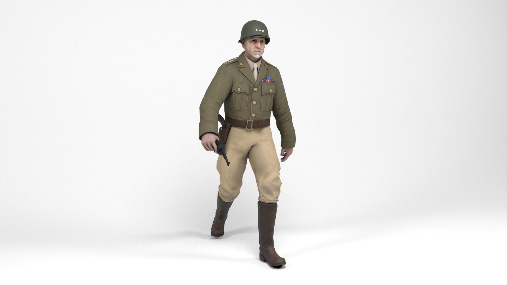 Allied General Low-poly 3D model_9