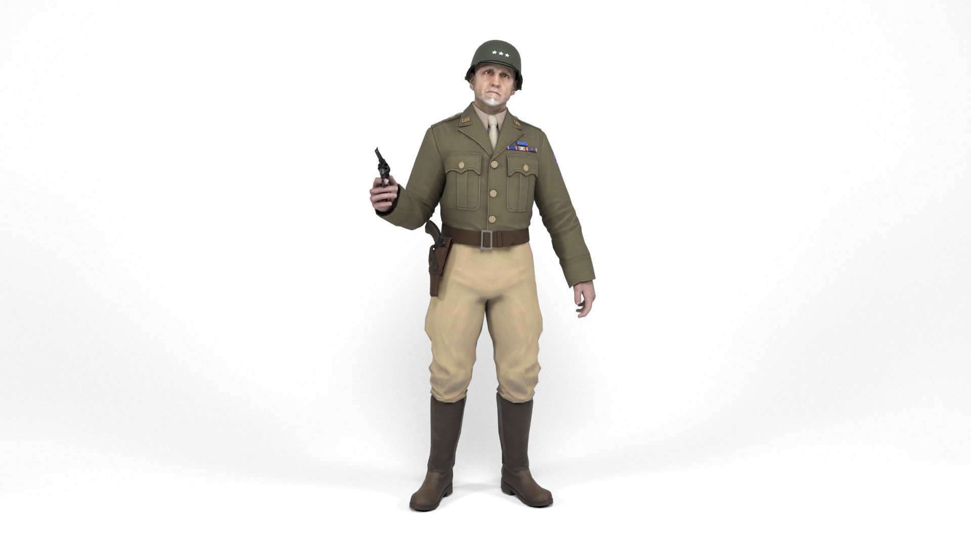 Allied General Low-poly 3D model_7
