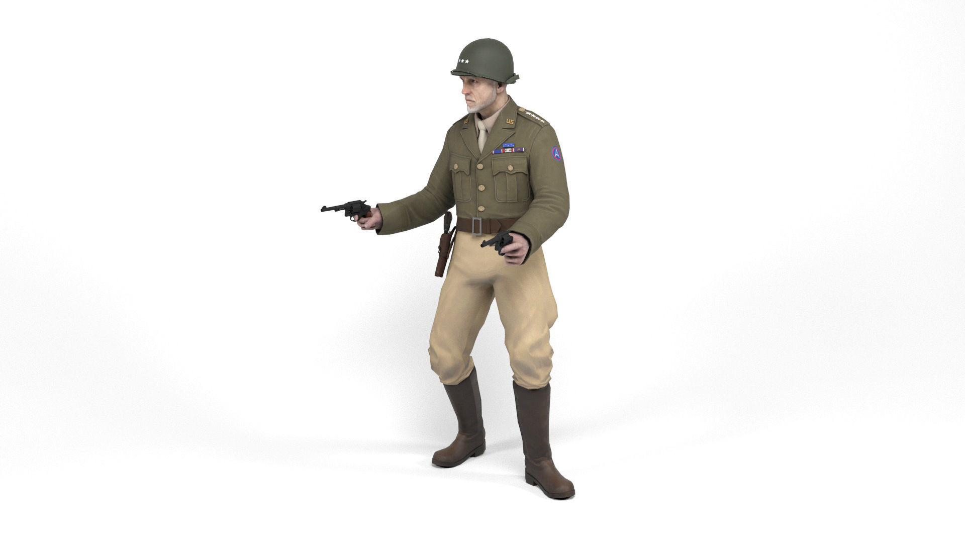 Allied General Low-poly 3D model_8