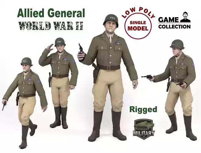 Allied General Low-poly 3D model
