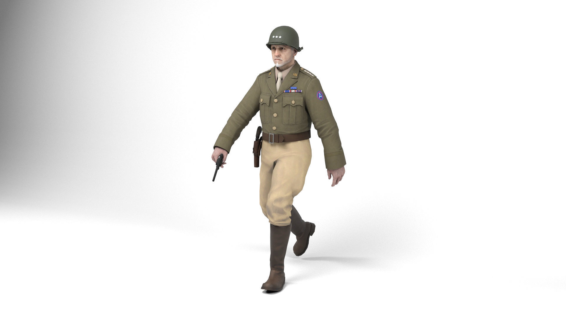Allied General Low-poly 3D model_12