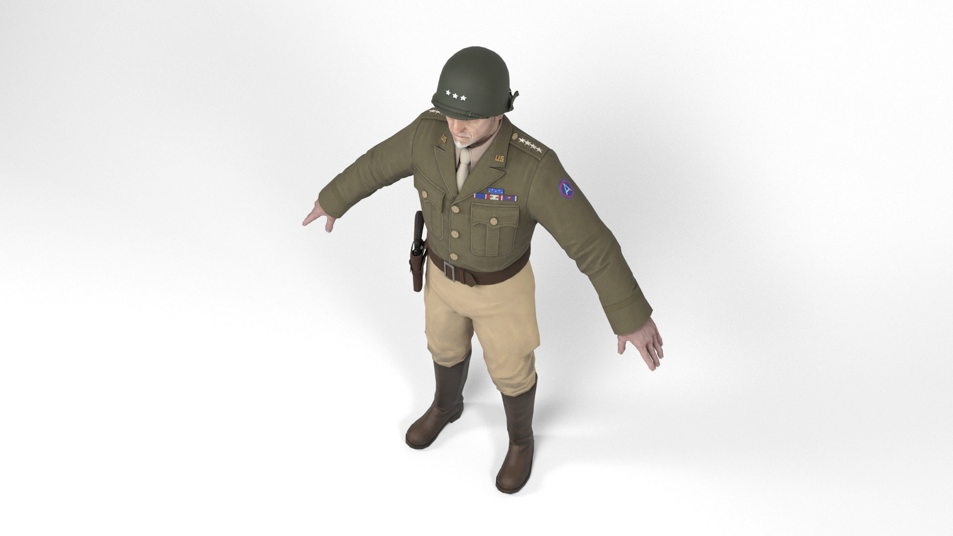Allied General Low-poly 3D model_5