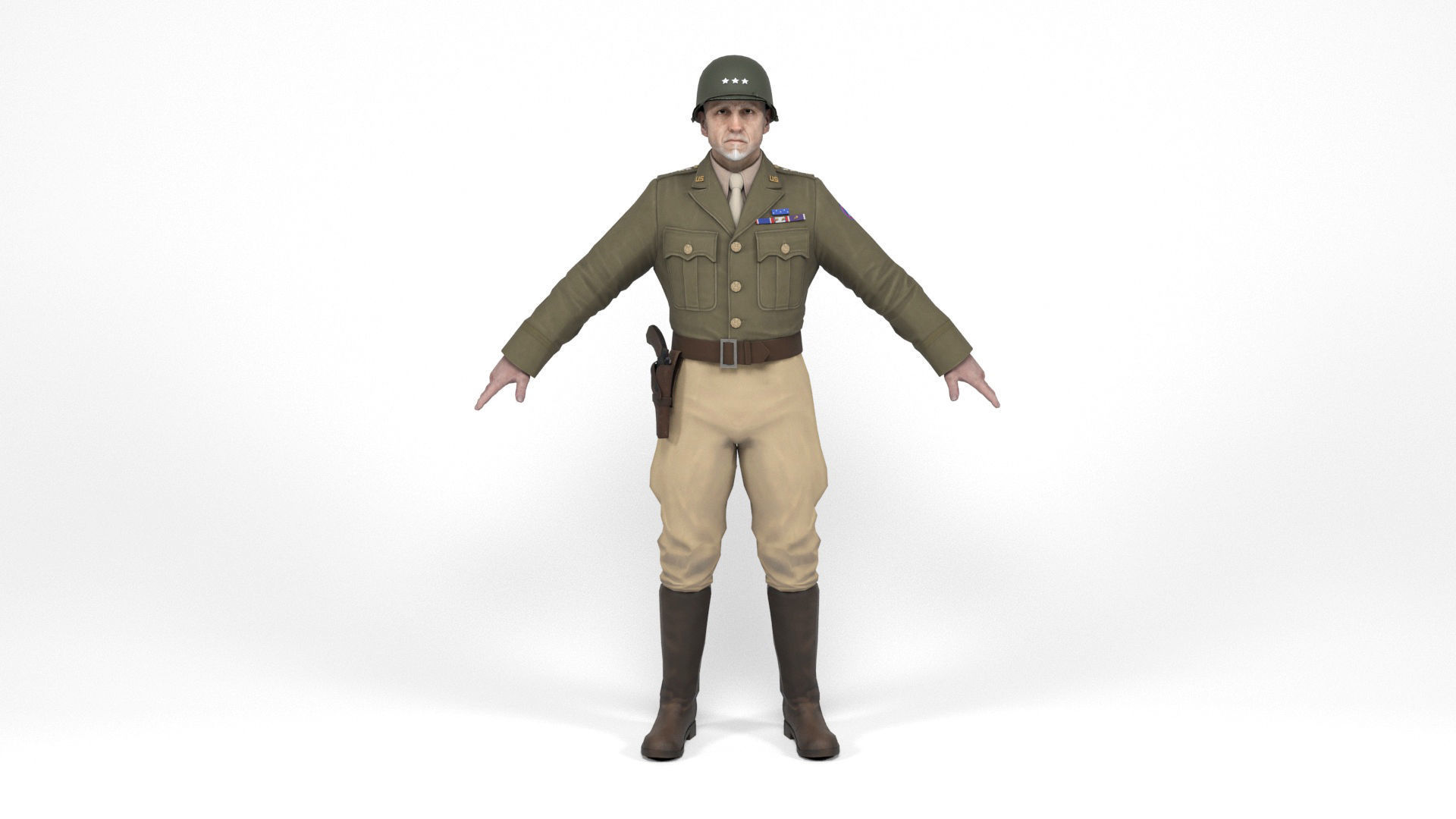 Allied General Low-poly 3D model_2