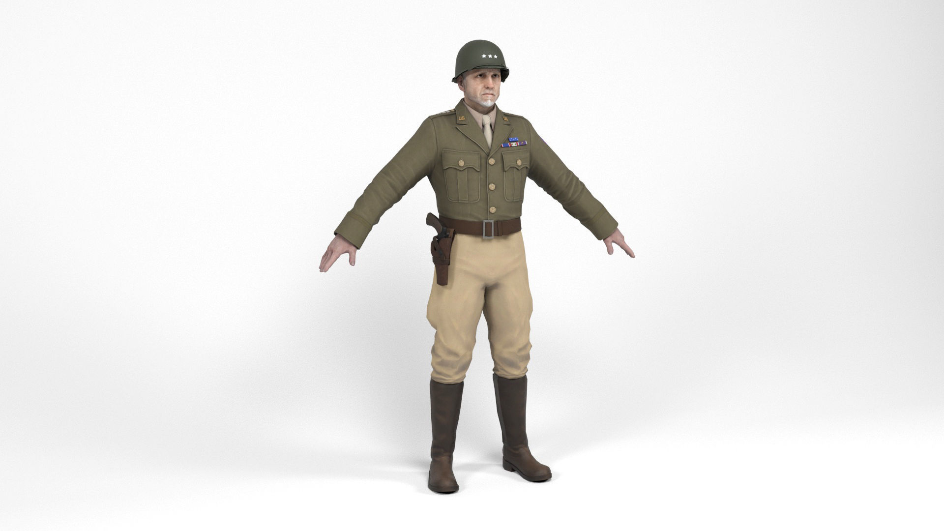 Allied General Low-poly 3D model_1