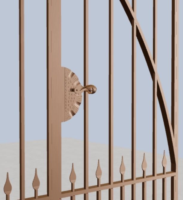 Ornamental iron gate 3D model_1