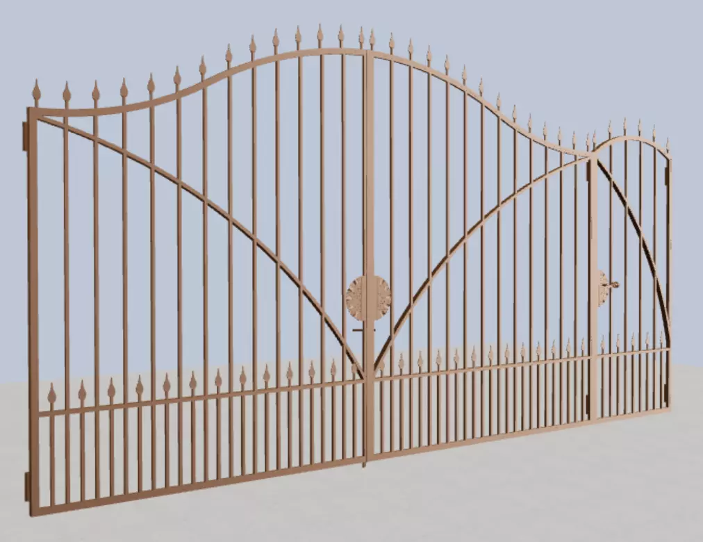 Ornamental iron gate 3D model_0