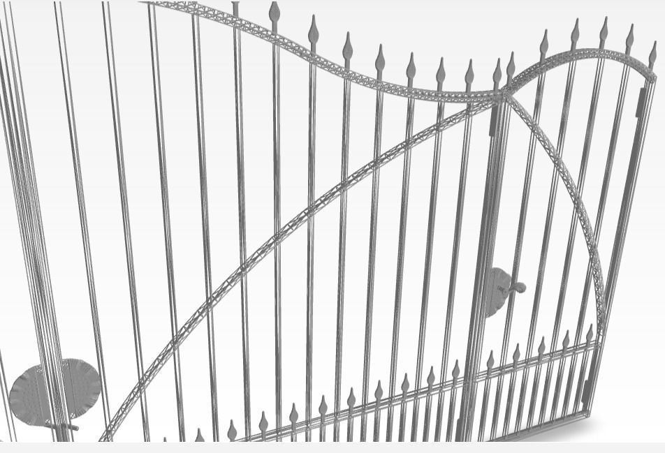 Ornamental iron gate 3D model_3