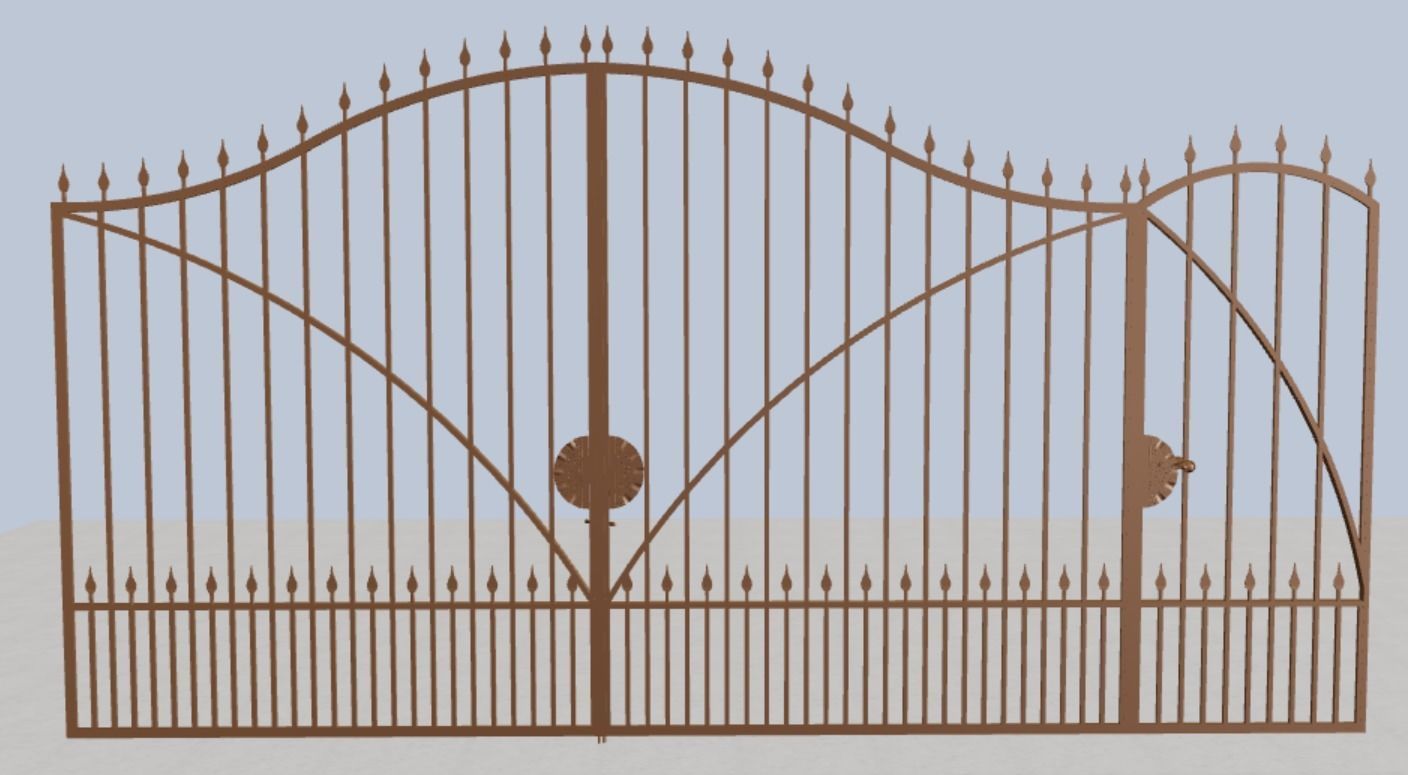 Ornamental iron gate 3D model_2