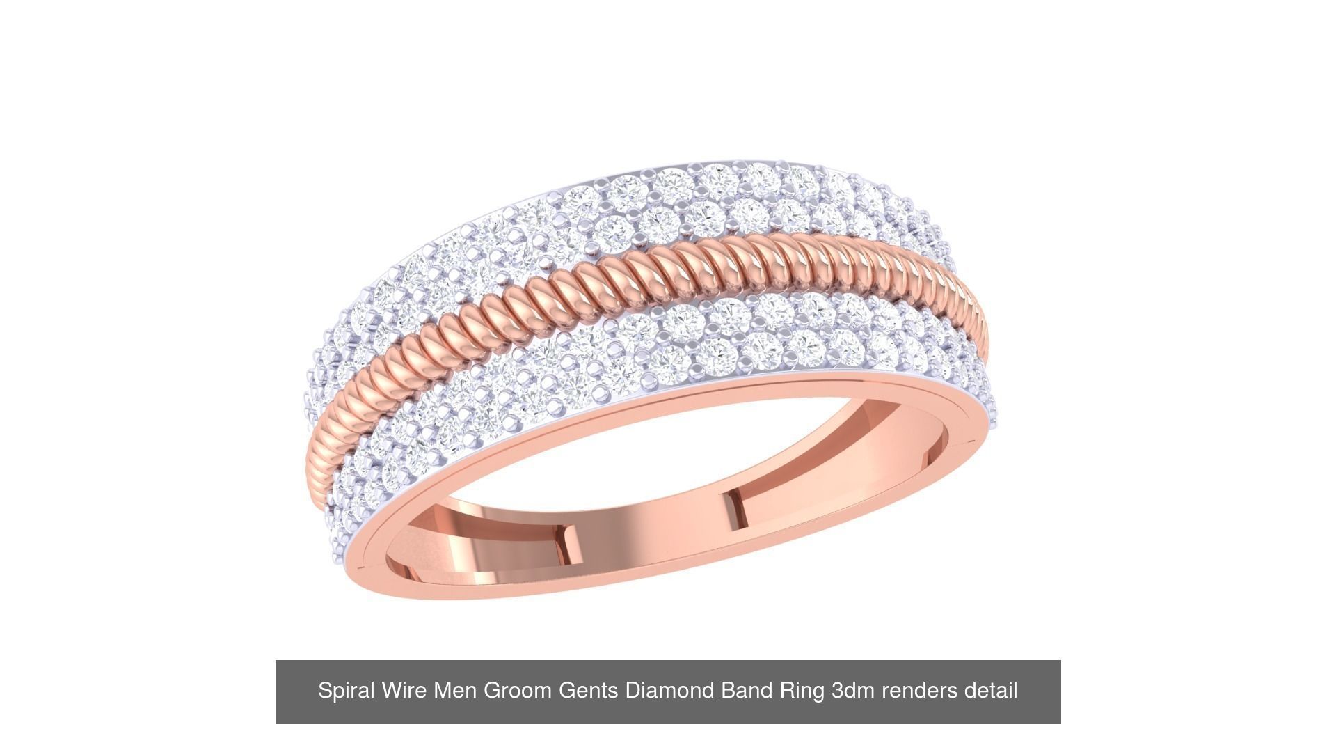 8 Woven Wires Men Groom Gents Diamond Ring 3dm stl obj 3D Model Collection_1