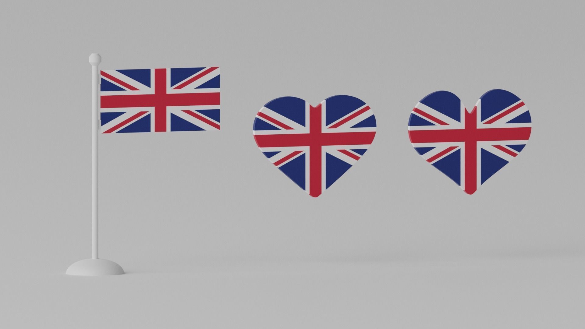 Heart Shaped UK Flag Low-poly 3D model_2
