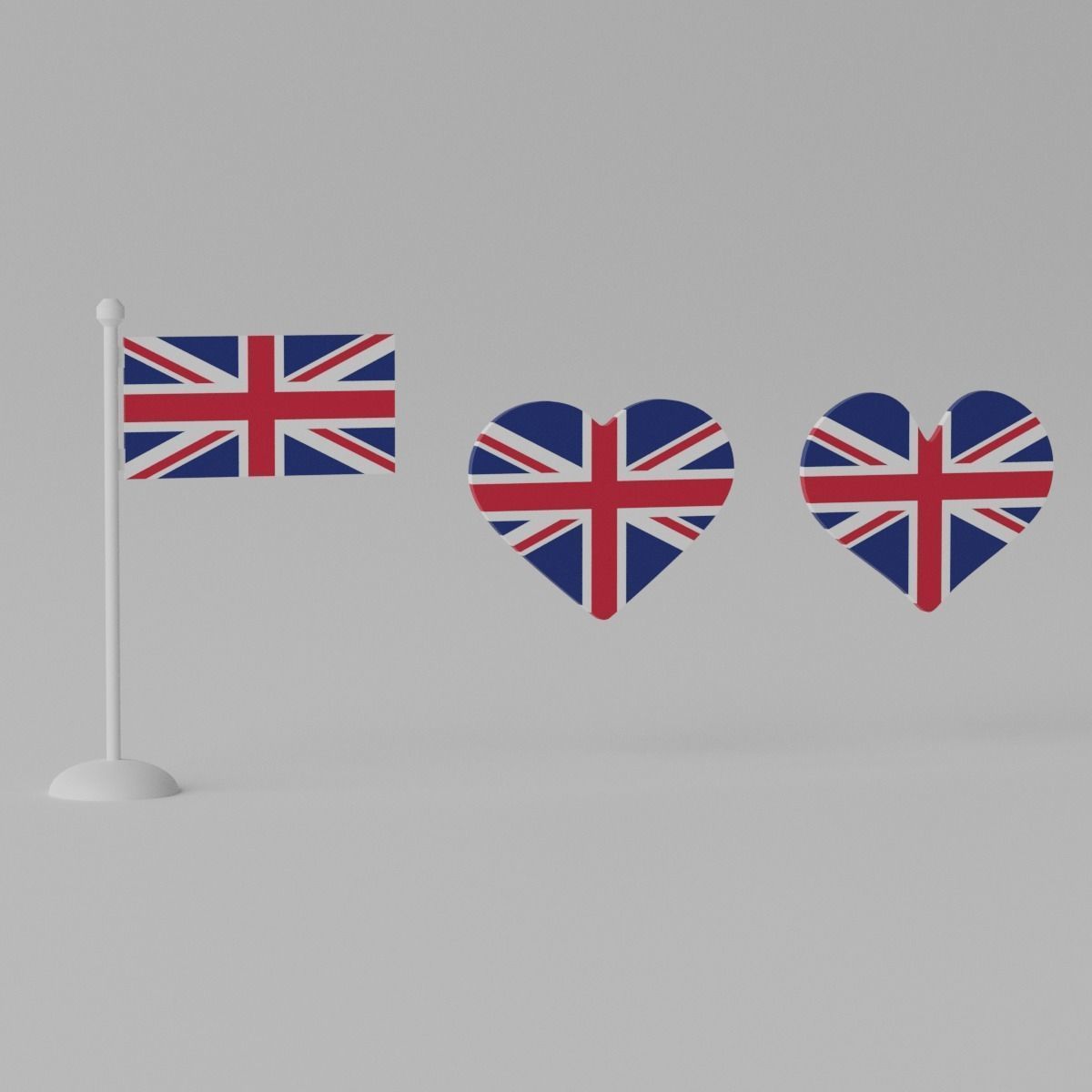 Heart Shaped UK Flag Low-poly 3D model_7