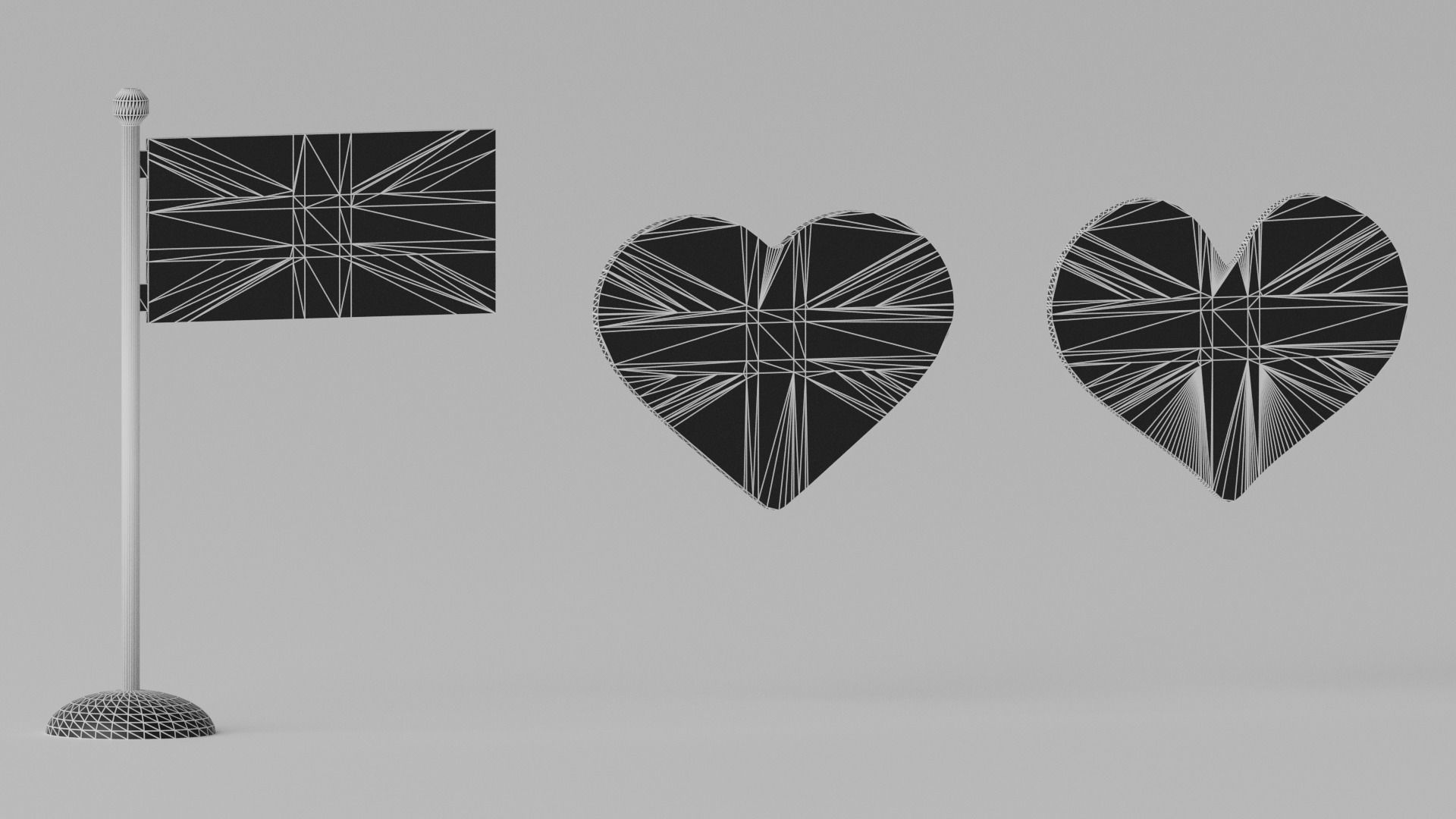 Heart Shaped UK Flag Low-poly 3D model_8
