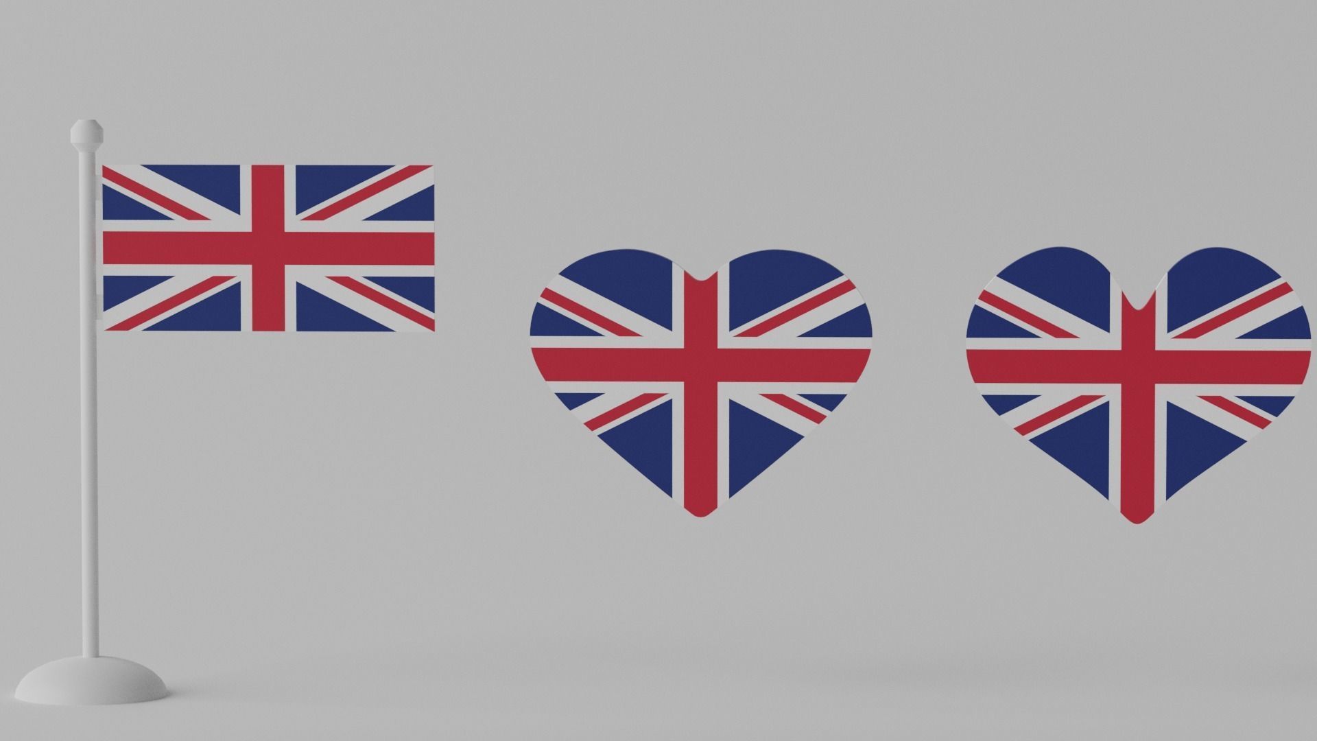 Heart Shaped UK Flag Low-poly 3D model_5