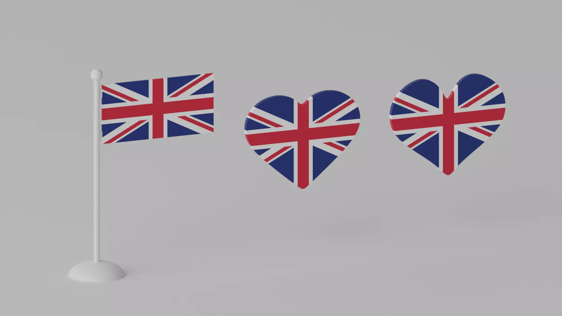 Heart Shaped UK Flag Low-poly 3D model_0
