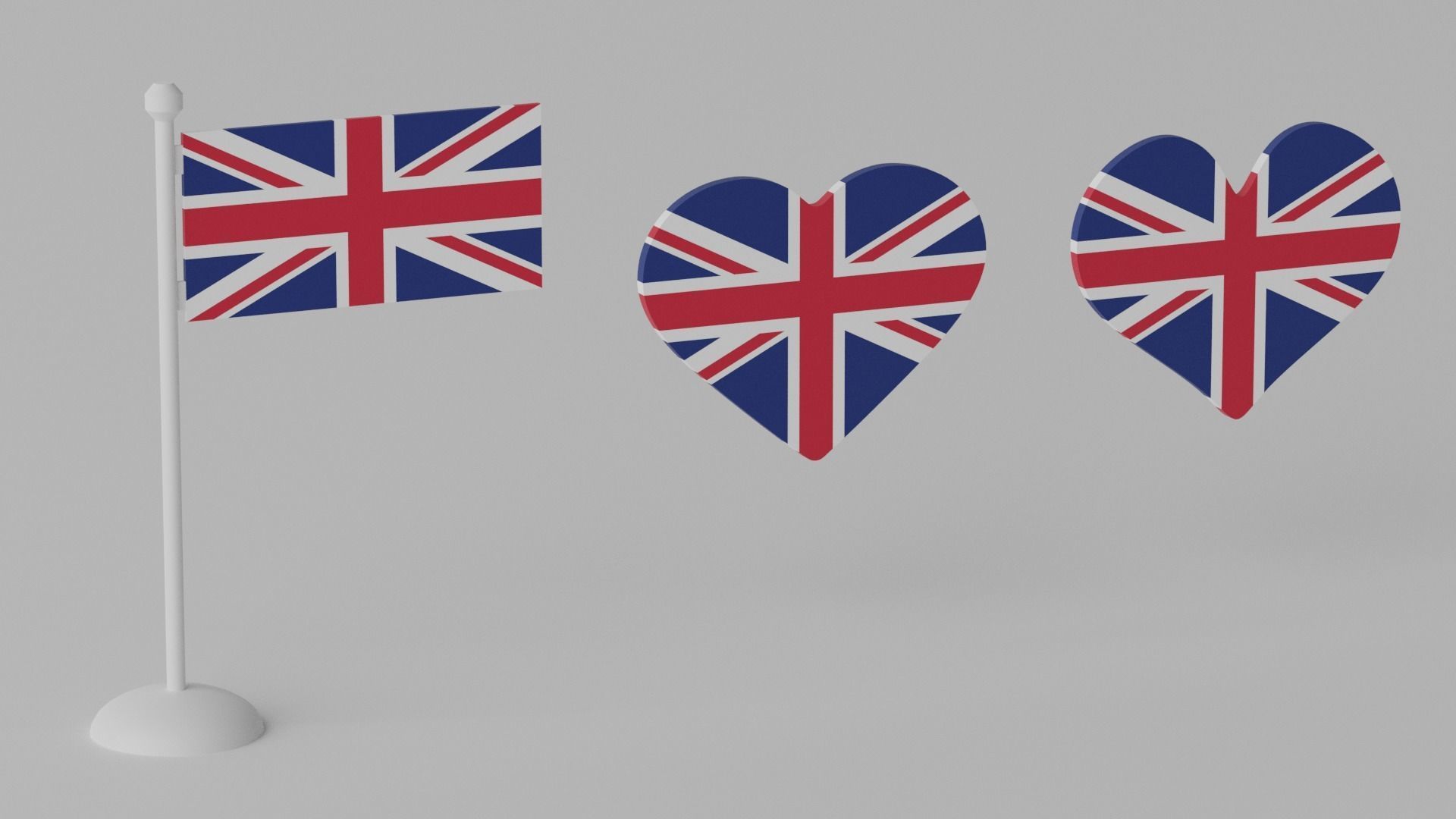 Heart Shaped UK Flag Low-poly 3D model_1