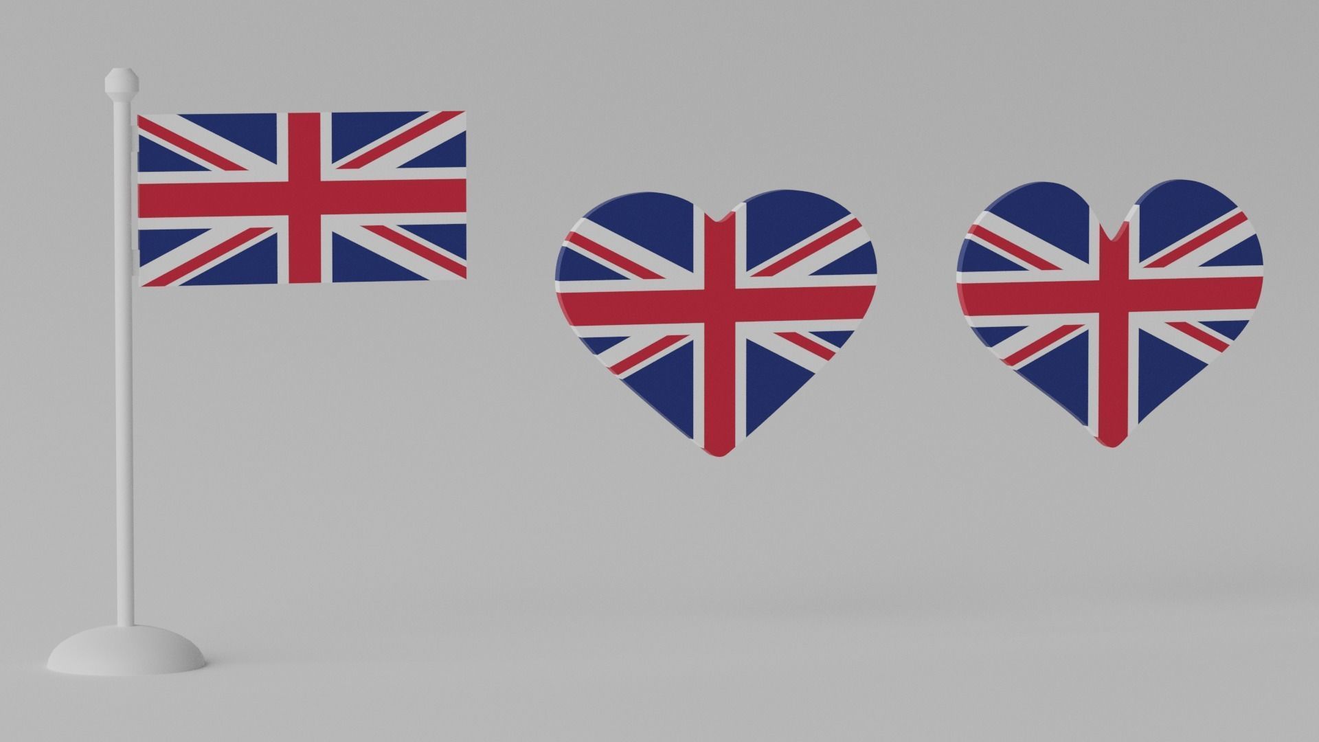 Heart Shaped UK Flag Low-poly 3D model_3