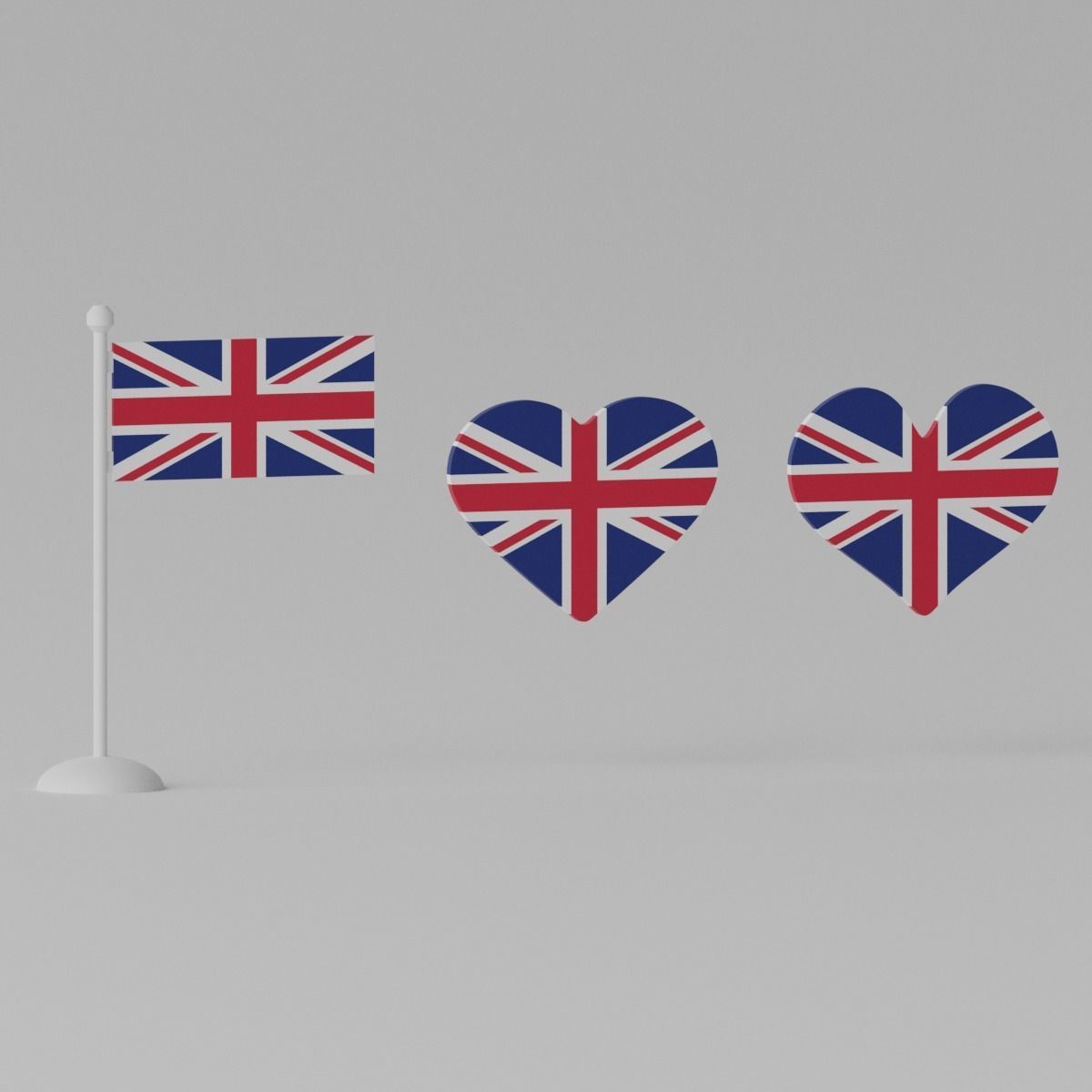 Heart Shaped UK Flag Low-poly 3D model_6