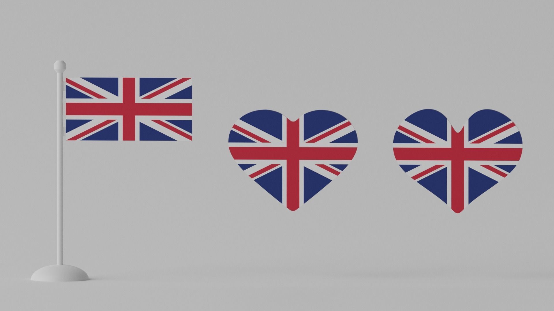 Heart Shaped UK Flag Low-poly 3D model_4