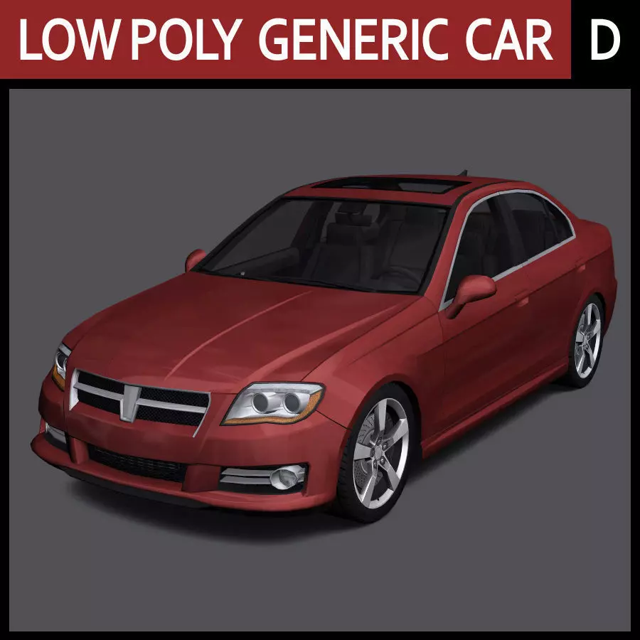 Generic Car - D Segment Low-poly 3D model_0