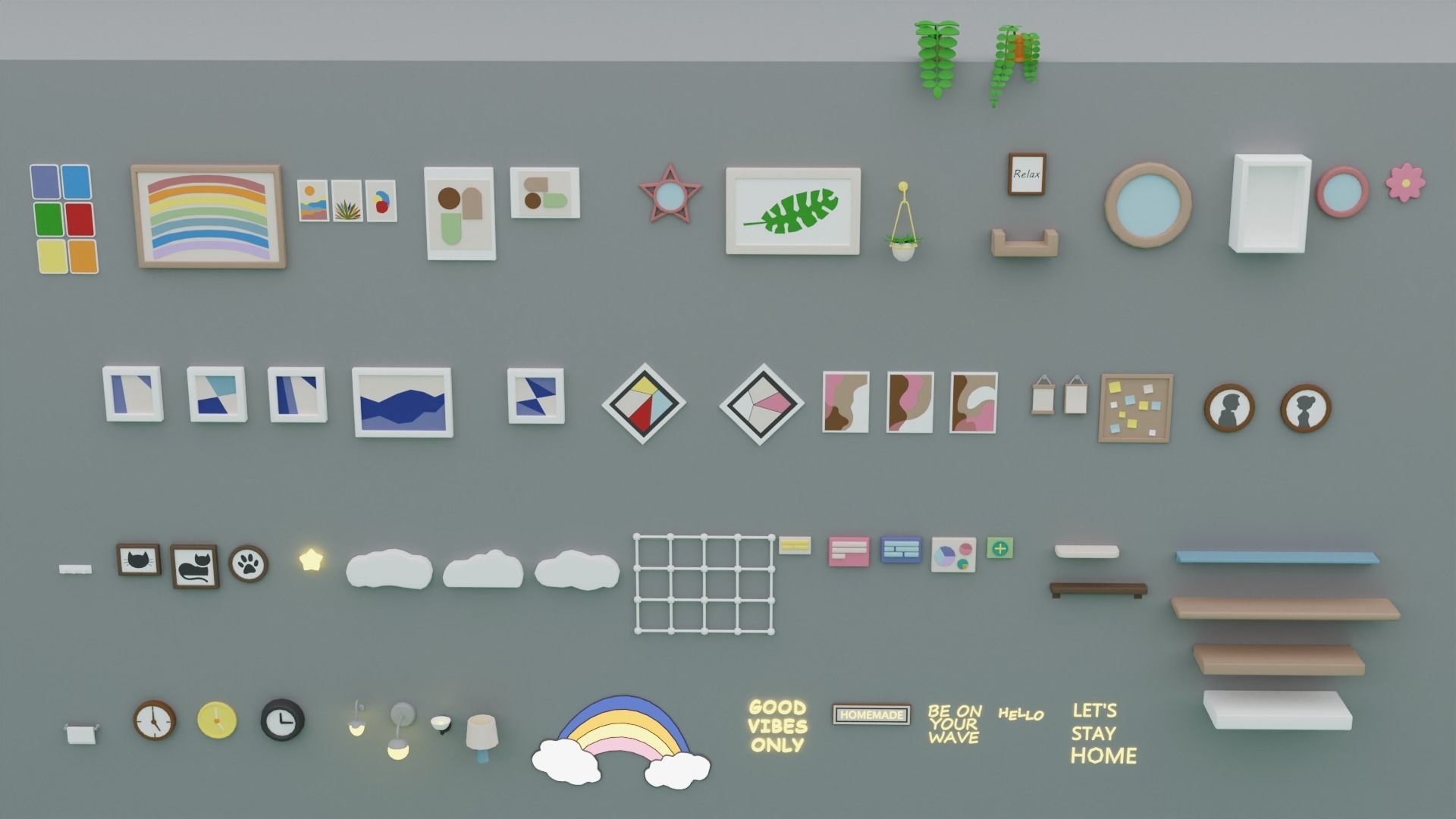 BIG PACK Cozy Cartoon Rooms Interiors Low-poly 3D model_33