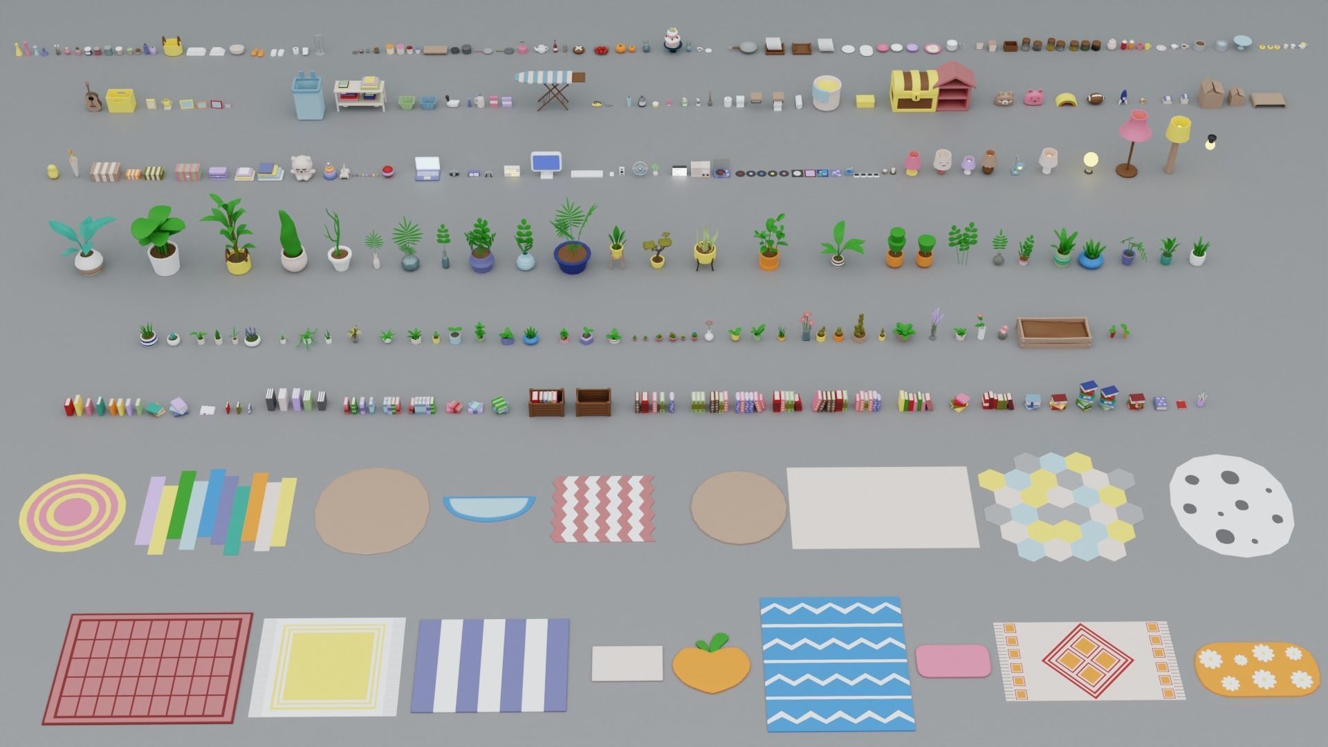 BIG PACK Cozy Cartoon Rooms Interiors Low-poly 3D model_31